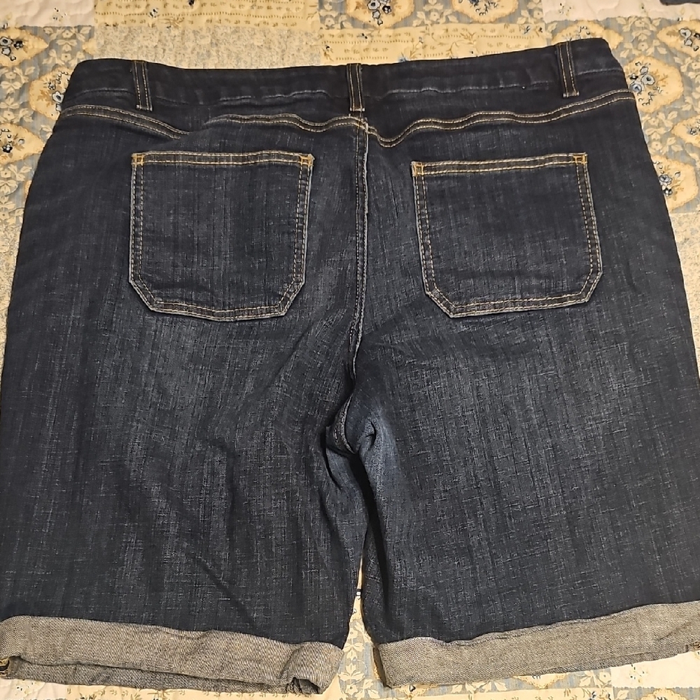 Lane Bryant Dark Blue Cuffed Denim Shorts - Picture 7 of 7